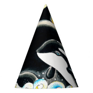 Chapeaux De Fètes Baleine de Cute Orca Art de l'encre de famille