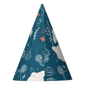 Chapeaux De Fètes Baleines bleues et vie marine de Kawaii Cute. (Dos)