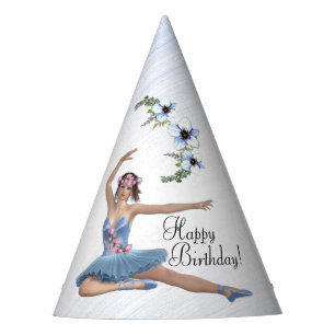 Chapeaux De Fètes Ballerina en bleu Joyeux anniversaire