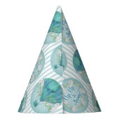Chapeaux De Fètes Ballon Turquoise à air chaud - Aqua White Stripes (Dos)