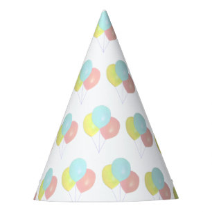 Chapeaux De Fètes Ballons bleu clair rose jaune