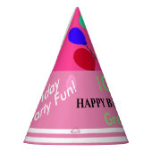 Chapeaux De Fètes Ballons d'anniversaire rose vert blanc NOM (Gauche)