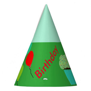 Chapeaux De Fètes Ballons de cupcake vert Casquettes d'anniversaire