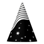 Chapeaux De Fètes Bandes et étoiles noires et blanches (Gauche)