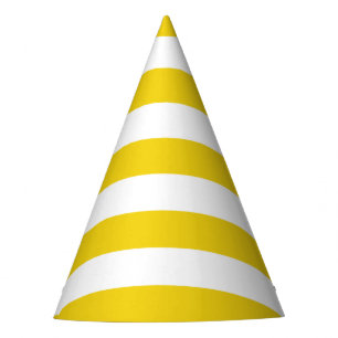 Chapeaux De Fètes Bandes Jaunes, Blancs, Motif rayé