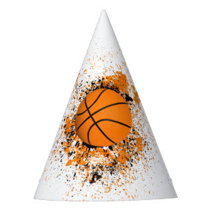 Chapeaux De Fètes Basketball Grunge Éclaboussure Orange Noir Party
