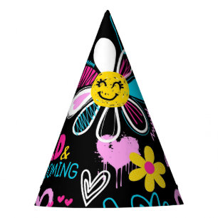 Chapeaux De Fètes Bavoir bébé à motif graffiti fleur smiley coloré