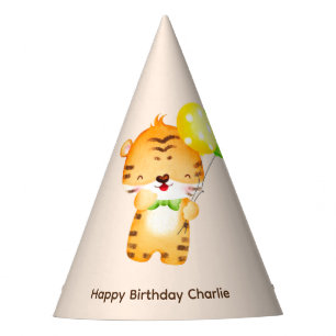 Chapeaux De Fètes Bébé mignon tigre avec ballon, Anniversaire