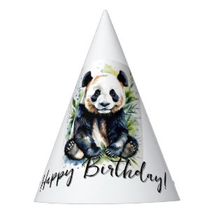 Chapeaux De Fètes Belle aquarelle Panda Bear Joyeux anniversaire