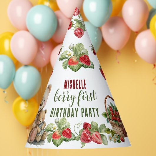 Chapeaux De Fètes Berry First Strawberry et Bear Anniversaire