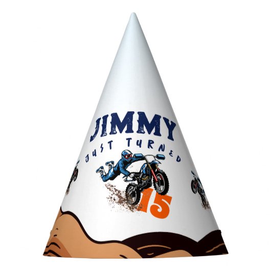 Chapeaux De Fètes Biker Kid Dirt Stunt Vélo Anniversaire (Devant)