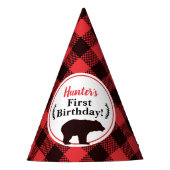 Chapeaux De Fètes Bison Plaid Ours Noir Rouge Anniversaire (Devant)