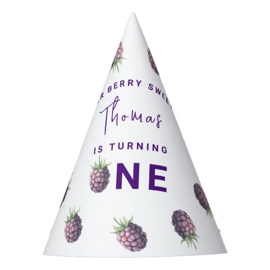 Chapeaux De Fètes Blackberry d'aquarelle 1er anniversaire (Devant)