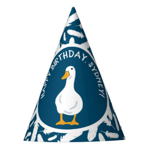 Chapeaux De Fètes Blancs et plumes Anniversaire bleu de la marine
