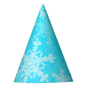 Chapeaux De Fètes Bleu Blanc Snowflakes minimaliste Noël