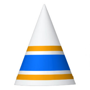Chapeaux De Fètes Bleu Bleu Jaune Orange Rayures De Course Sur Blanc