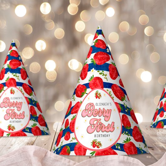 Chapeaux De Fètes Bleu de la Marine Bleu rayures blanc 1er anniversa