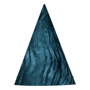 Chapeaux De Fètes Bleu étincelle Zèbre Imprimer