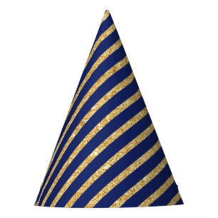 Chapeaux De Fètes Bleu marine et motif diagonal de rayure de parties