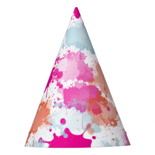 Chapeaux De Fètes Bleu rose orange Abstrait Peinture
