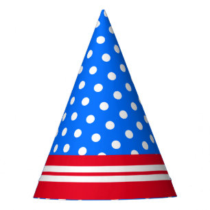 Chapeaux De Fètes Bleu rouge clair Patriotique Bleu blanc Pois rayur