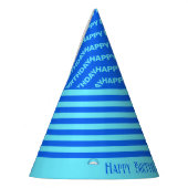 Chapeaux De Fètes Bleu, Turquoise rayures Casquette de fête d'annive (Gauche)