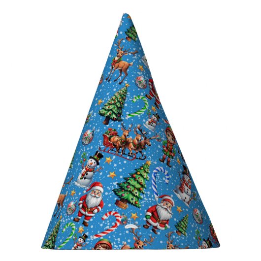 Chapeaux De Fètes Blue Background Christmas Decorative Pattern (Droite)
