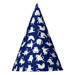 Chapeaux De Fètes Blue Funny Chat En Yoga Sports
