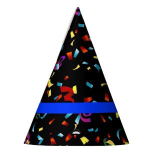 Chapeaux De Fètes Blue Line mince maintiennent l'ordre les confettis