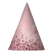 Chapeaux De Fètes Blush Pink Brushed Metal Glitter Monogram Name (Gauche)