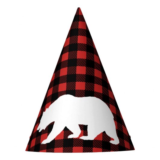 Chapeaux De Fètes Bois de Lumberjack rustique Plaid & Ours blanc (Devant)