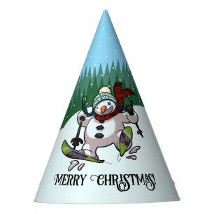 Chapeaux De Fètes Bonhomme de neige drôle Joyeux Noël Ski Dessin ani