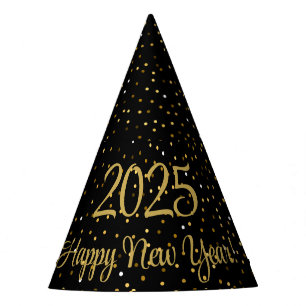 Chapeaux De Fètes Bonne année 2025 Gold Confetti
