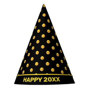 Chapeaux De Fètes Bonne Année & Points Dorés sur Fond Noir