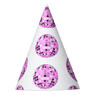 Chapeaux De Fètes Boule Disco Rose Purple Moderne Dessin Blanc