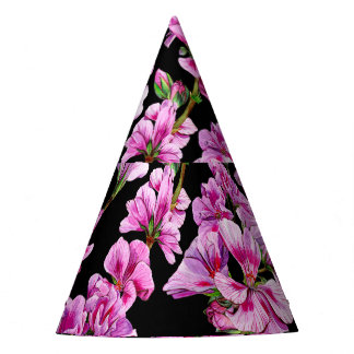 Chapeaux De Fètes Branches de géranium, bourgeons roses aquarelles.