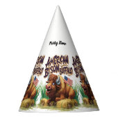 Chapeaux De Fètes Buffle de bison américain avec drapeau américain (Devant)