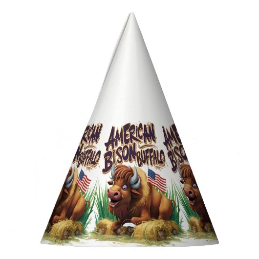 Chapeaux De Fètes Buffle de bison américain avec drapeau américain (Gauche)