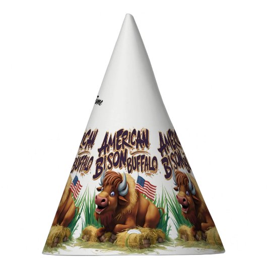 Chapeaux De Fètes Buffle de bison américain avec drapeau américain (Droite)