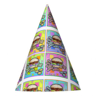 CHAPEAUX DE FÈTES BURGER POP ART
