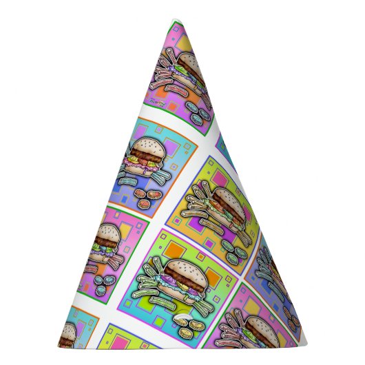 CHAPEAUX DE FÈTES BURGER POP ART (Droite)