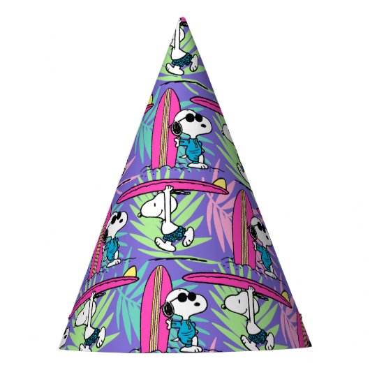Chapeaux De Fètes cacahuètes | Snoopy Purple Surf Motif (Devant)