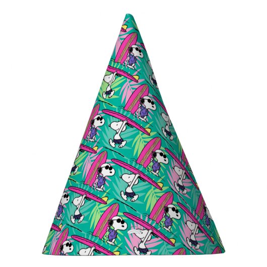 Chapeaux De Fètes cacahuètes | Snoopy Turquoise Surf Motif (Droite)