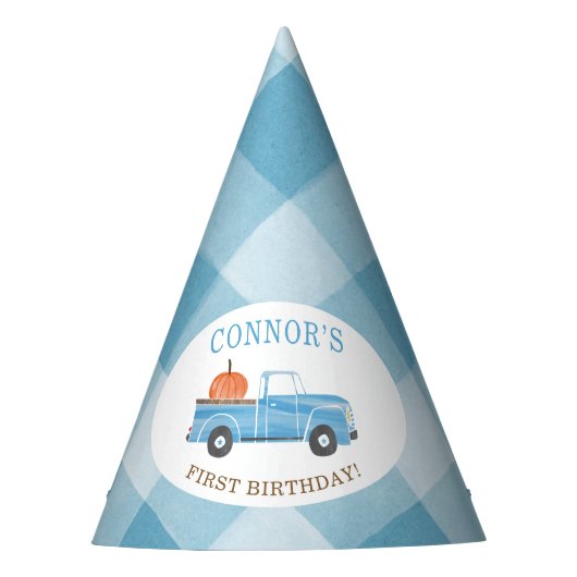 Chapeaux De Fètes Camion bleu et CITROUILLE sur mesure Automne 1er a (Devant)