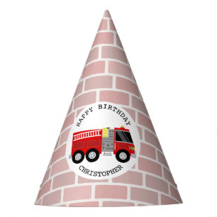 Chapeaux De Fètes Camion-feu + briques Casquette de fête d'anniversa