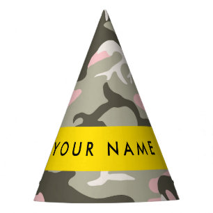 Chapeaux De Fètes Camouflage Rose et Vert Personnalisez votre nom
