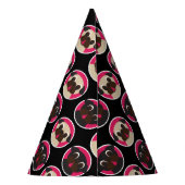 Chapeaux De Fètes Carlins en fête d'anniversaire noire de cercles (Dos)