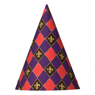 Chapeaux De Fètes Carnaval de Mardi Gras Arlequin Fleur de Lis Diamo