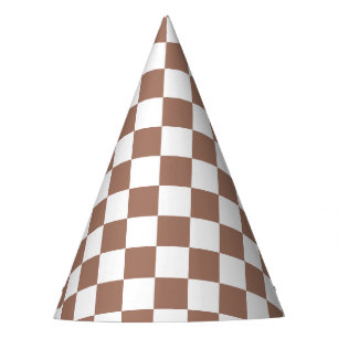 Chapeaux De Fètes Carrés à damier marron moka blanc géométrique rétr