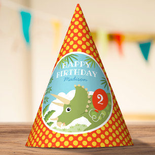 Chapeaux De Fètes Carte Anniversaire Dinosaur Tricératops N'Importe